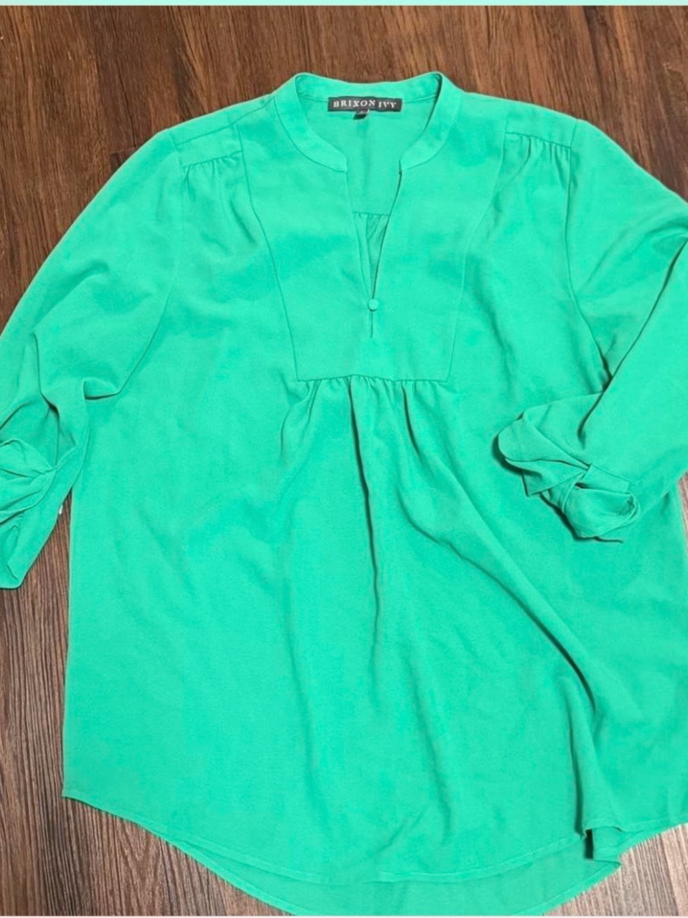 Brixon Ivy Teal-Green Split Neck Tunic